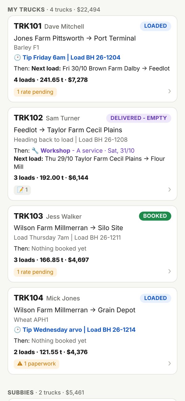 Boss app truck list: what each truck is doing now and what's next